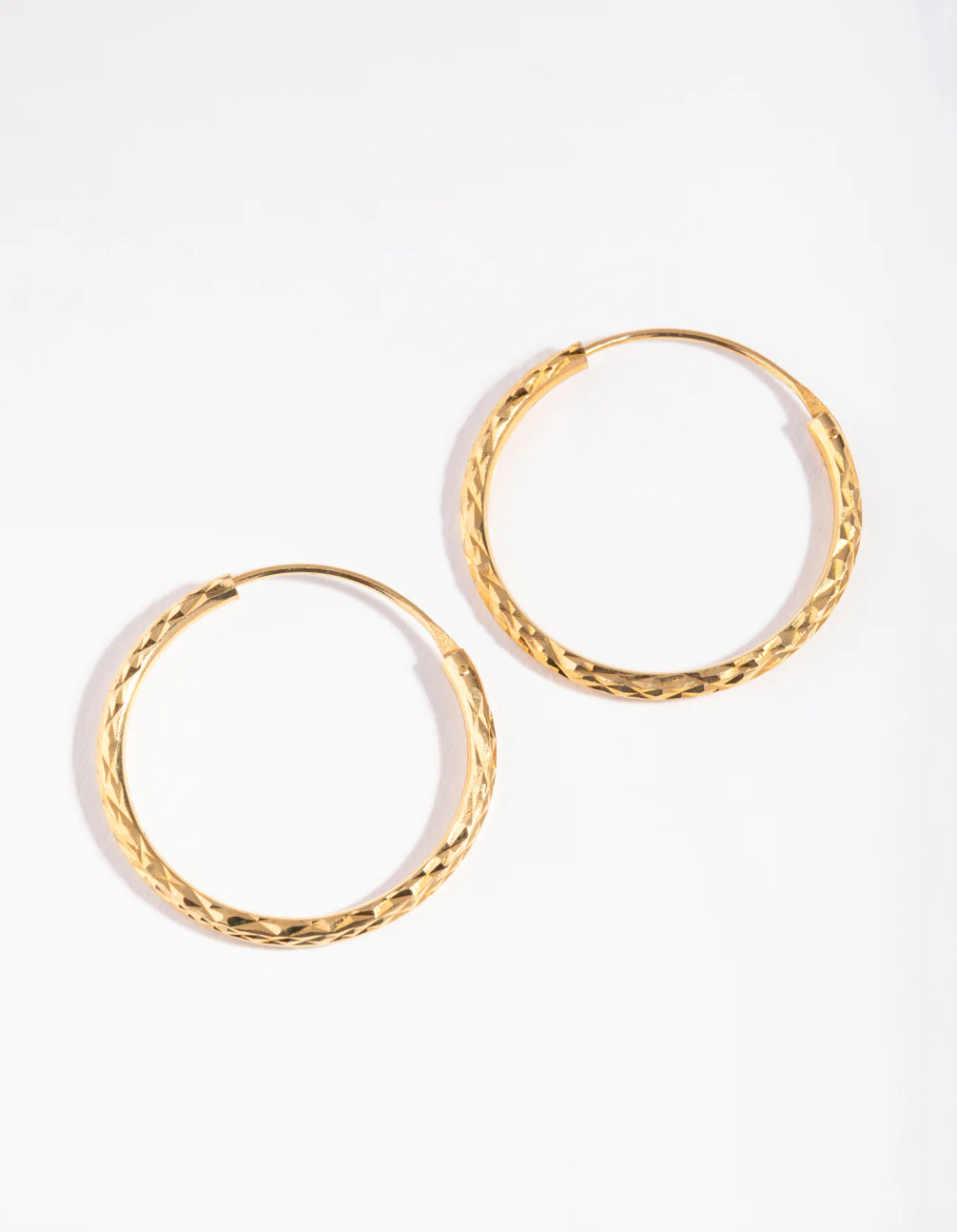 Gold Plated Sterling Silver 25mm Diamond Cut Hoop Earrings - Image 2