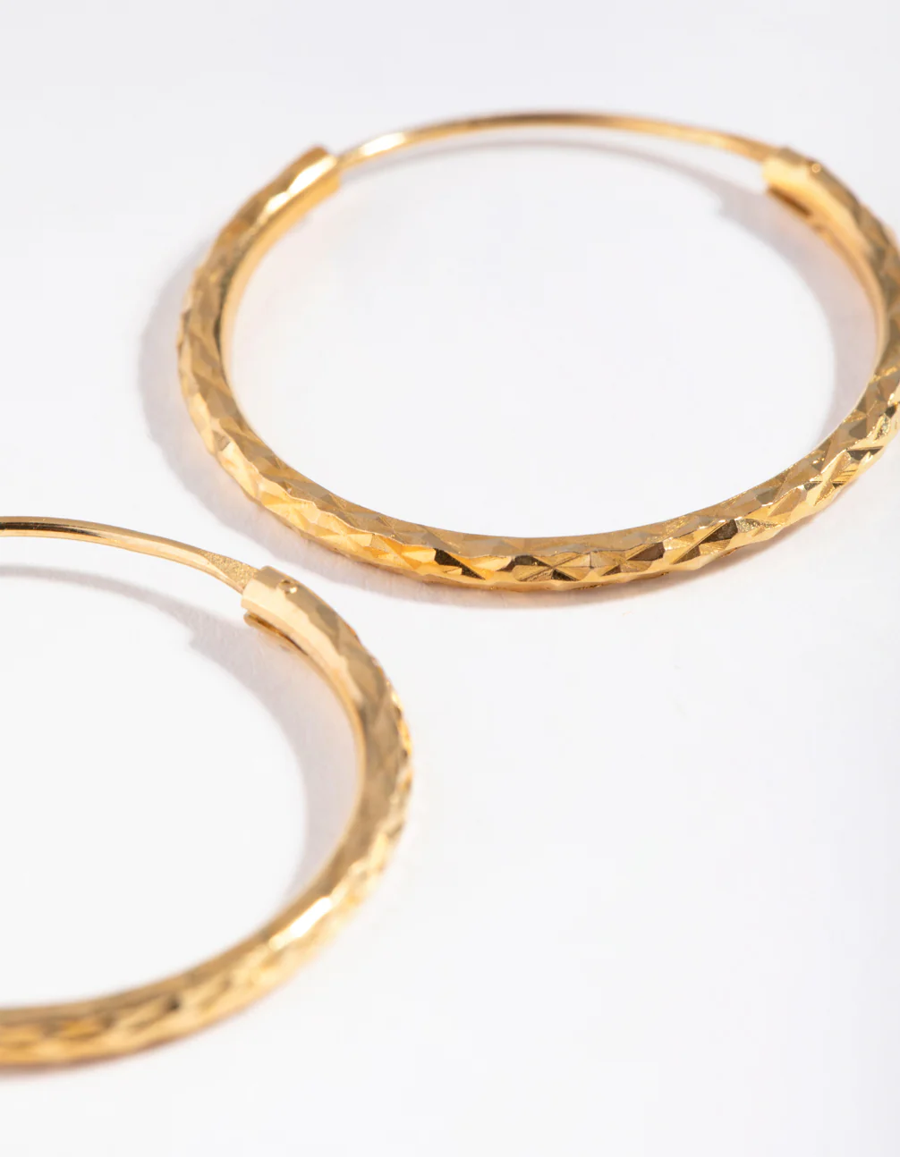 Gold Plated Sterling Silver 25mm Diamond Cut Hoop Earrings - Image 4