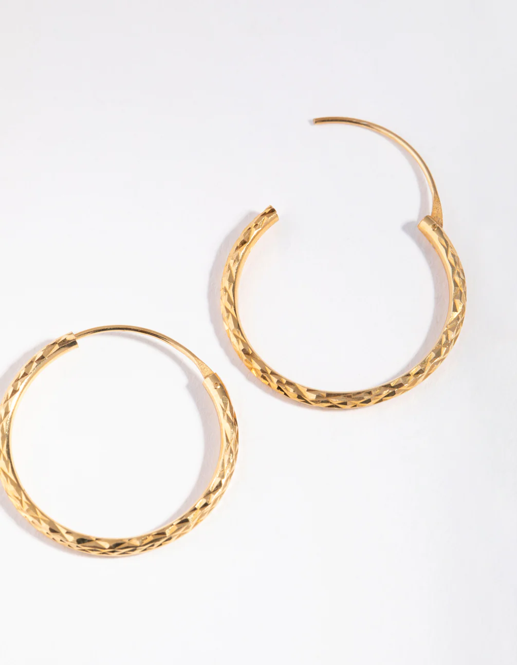 Gold Plated Sterling Silver 25mm Diamond Cut Hoop Earrings - Image 5