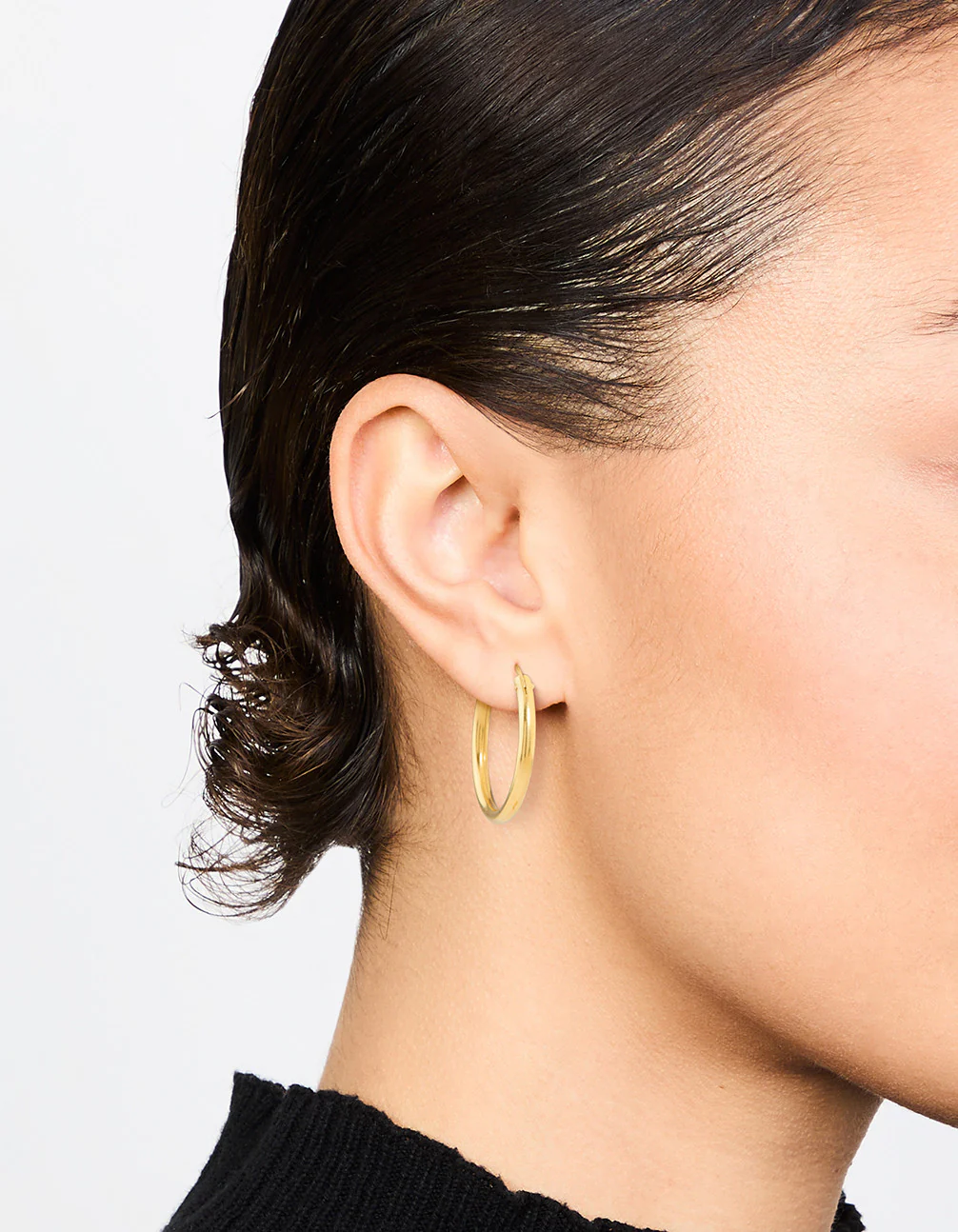 Gold Plated Sterling Silver 25mm Hoop Earrings - Image 2