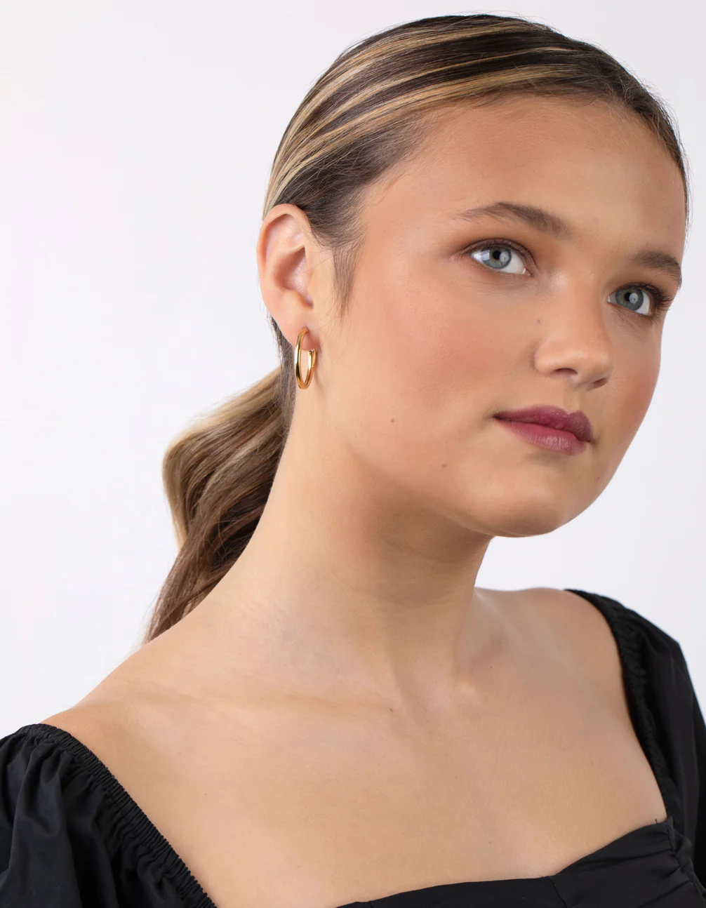 Gold Plated Sterling Silver 25mm Hoop Earrings - Image 6