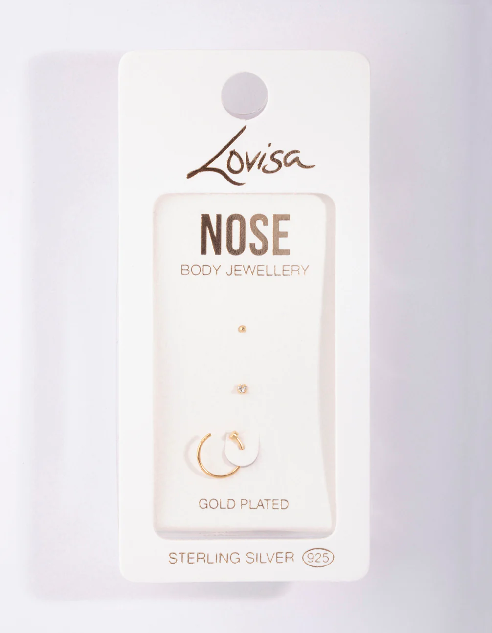 Gold Plated Sterling Silver Nose Hook Stud Pack