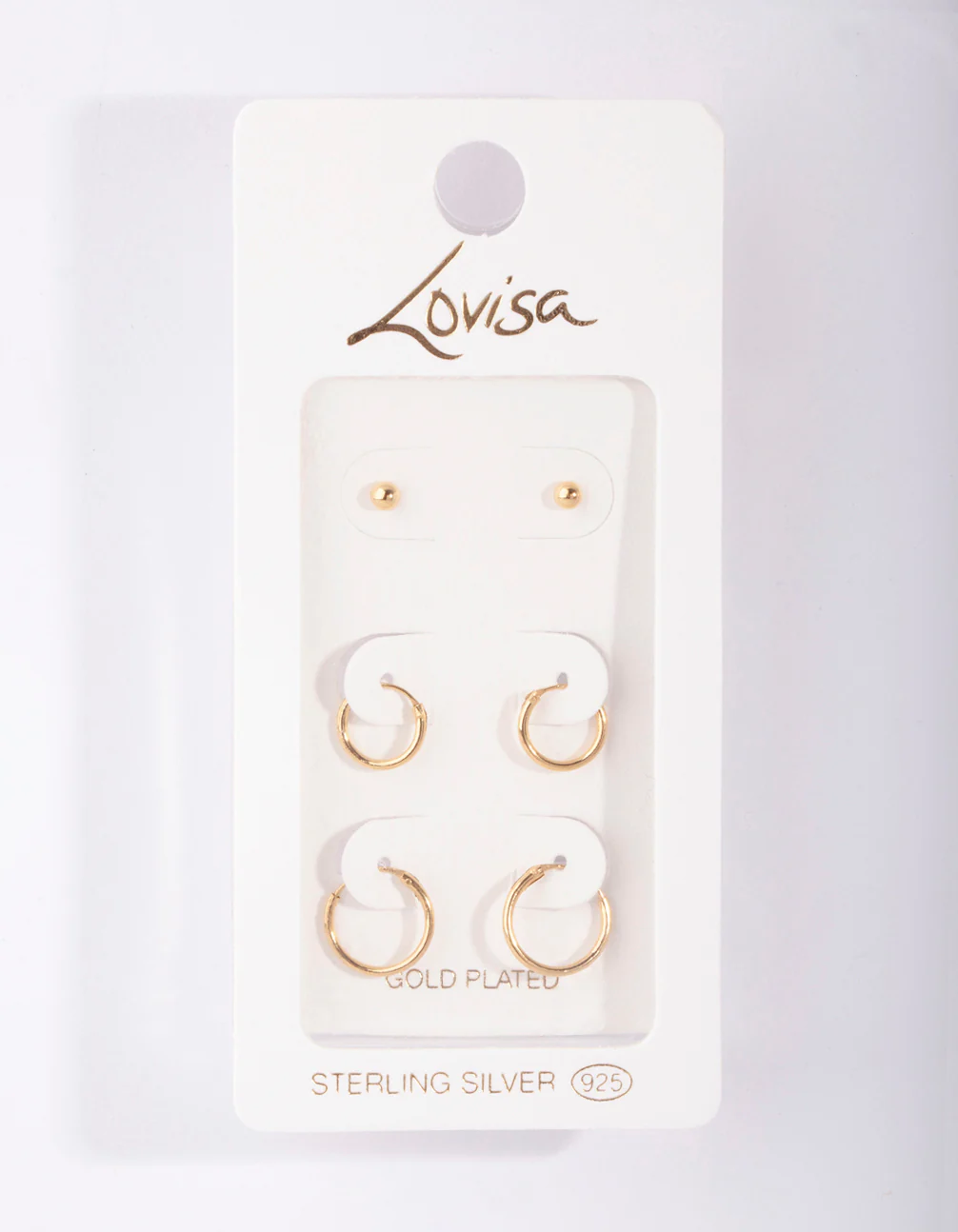 Gold Plated Sterling Silver Stud & Hoop Pack Earring - Image 3