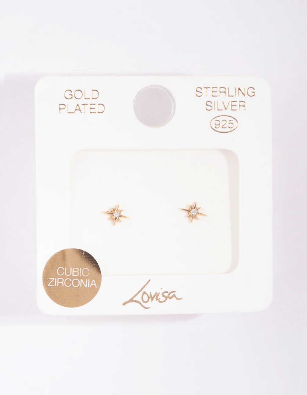 Gold Plated Sterling Silver Cubic Zirconia Starburst Earrings - Image 5