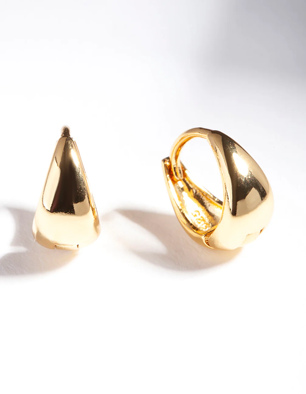 Gold Plated Sterling Silver Oval Huggie Hoop Earrings - Image 3