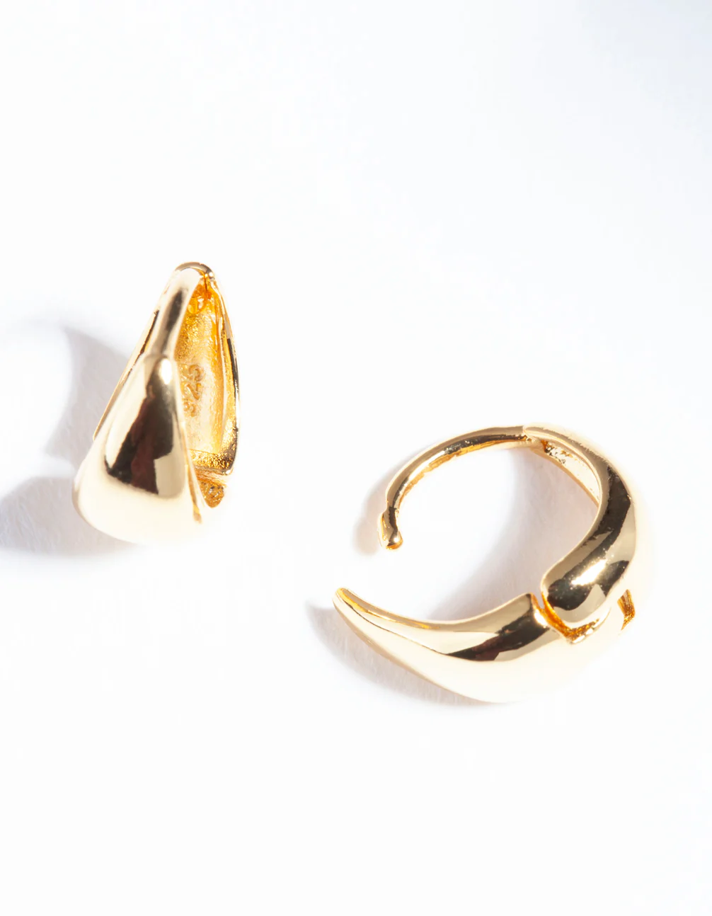 Gold Plated Sterling Silver Oval Huggie Hoop Earrings - Image 4