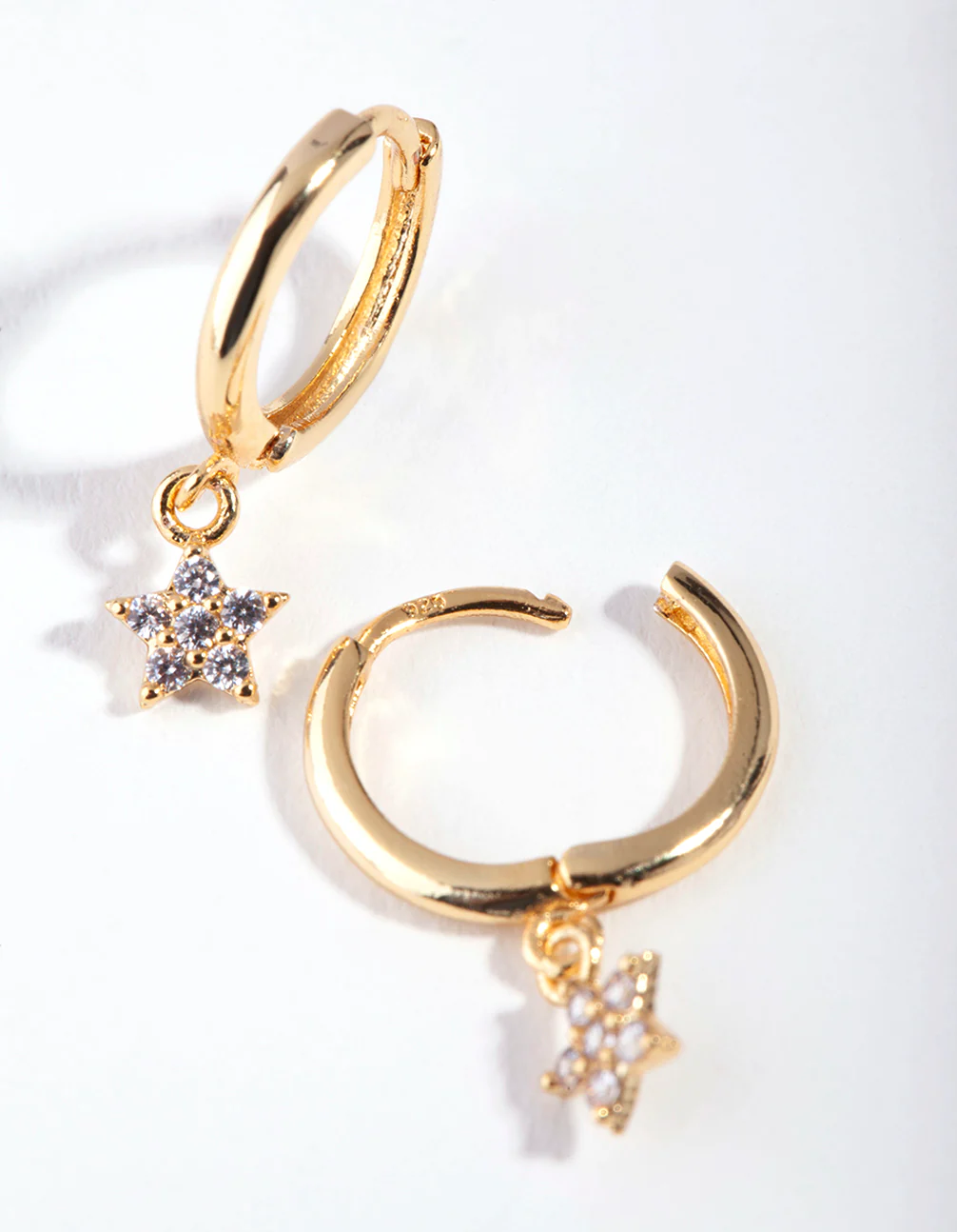 Gold Plated Sterling Silver Star Huggie Earrings - Image 4