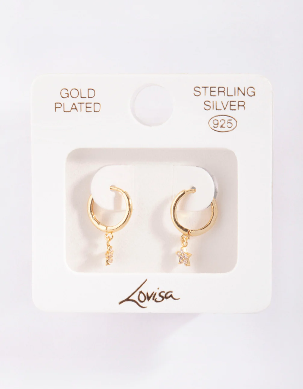 Gold Plated Sterling Silver Star Huggie Earrings - Image 5
